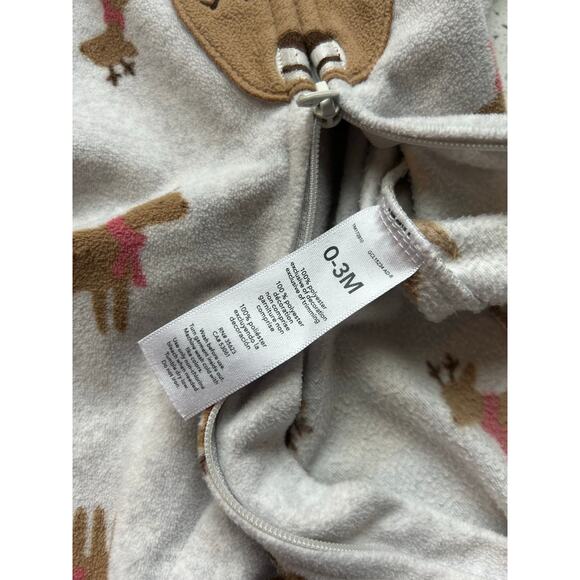 0-3 Month Girls Reindeer Fleece Footed PJs - Picture 8 of 8